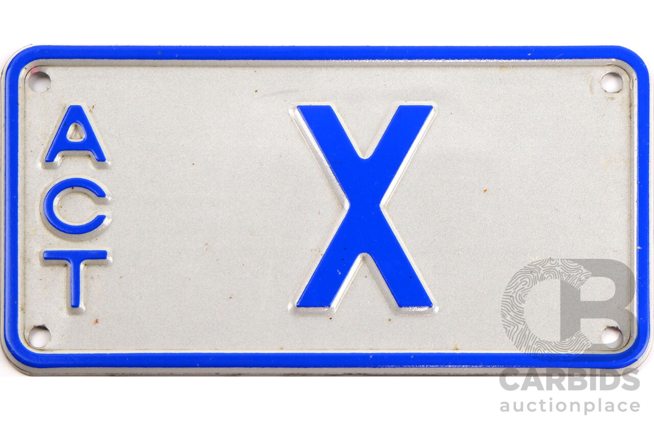 ACT Single Letter Number Plate -  X