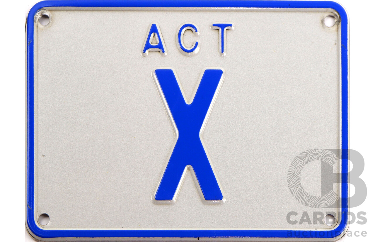 ACT Single Letter Number Plate -  X
