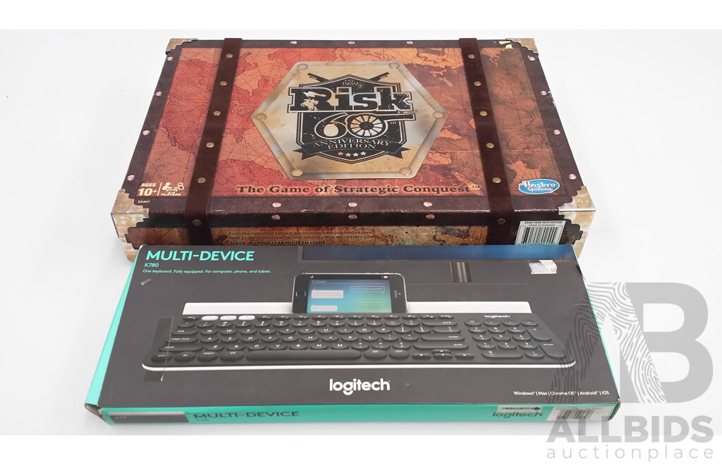 Risk 60th Anniversary Board Game and Logitech Keyboard - New