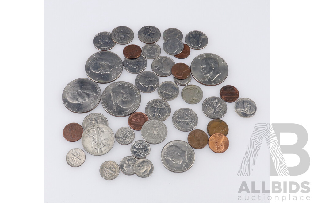 Collection of USA Coins Including 1934 Half Dollar, and More 1976,1977 One Dollars and More