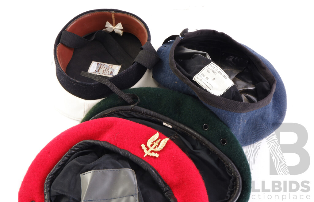 Collection of Three Berets Including SAS Style 'Who Dares Wins' and Australian Made Navy Style Cap