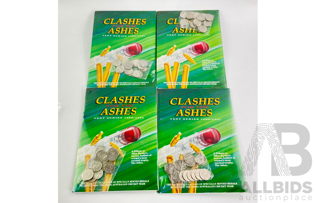 Four 1990/1991 Test Series Clashes for the Ashes Medallion Packs