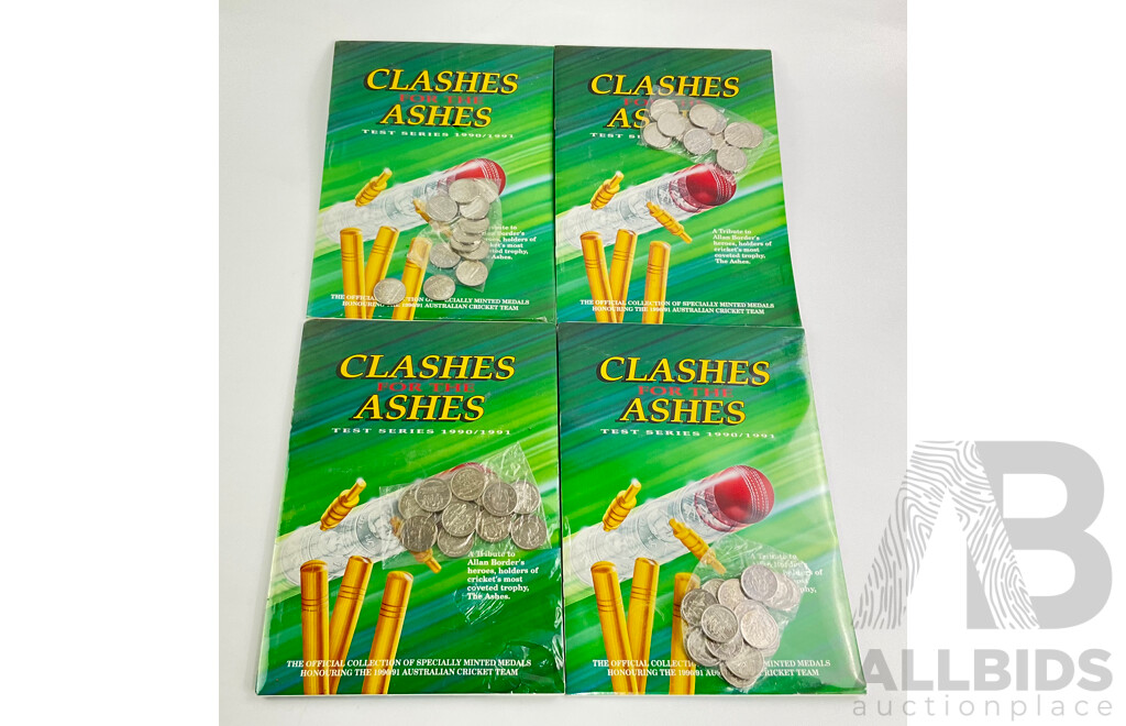 Four 1990/1991 Test Series Clashes for the Ashes Medallion Packs