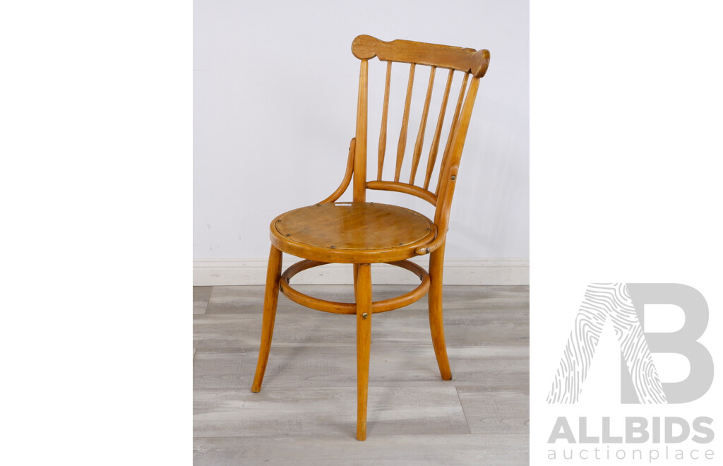 Vintage Solid Oak Country Style Chair With Brass Studed Decorative Base