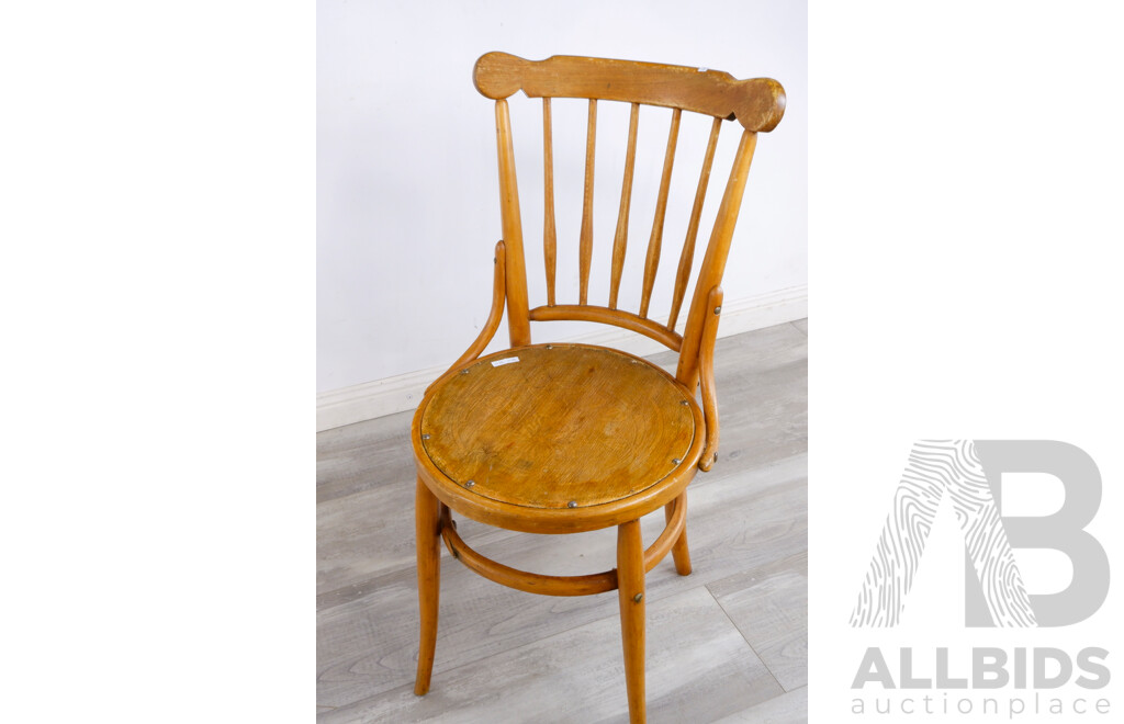 Vintage Solid Oak Country Style Chair With Brass Studed Decorative Base