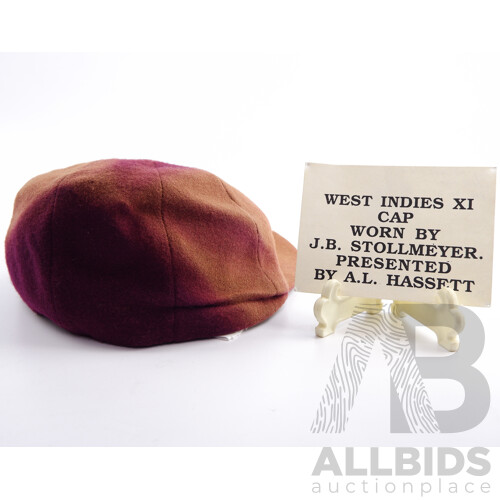 West Indies XI Cricket Cap Worn by JB Stollmeyer