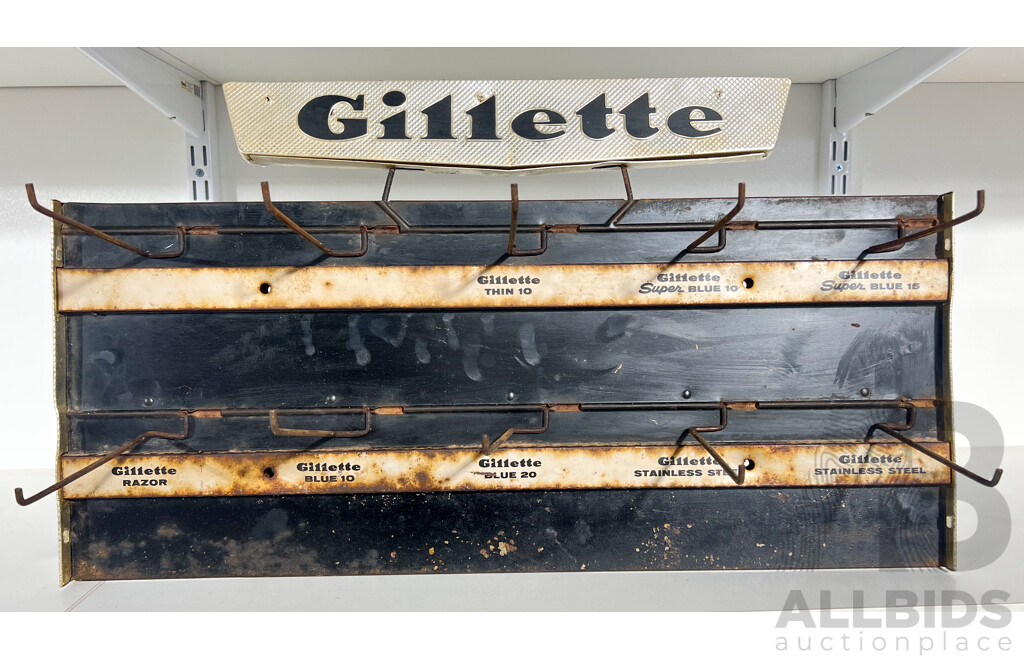 Vintage Gillette Shop Display 56.5 Wide. Iron, Chrome and Paint