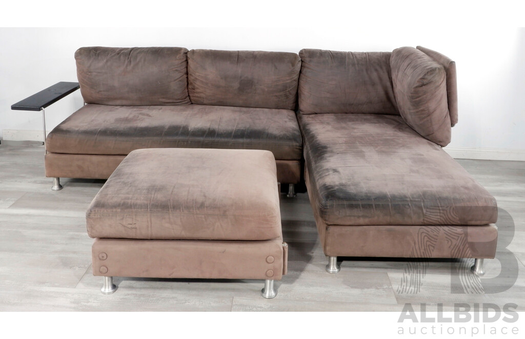 King Furniture Delta Purple Suede 'L' Shaped Lounge with Footstool