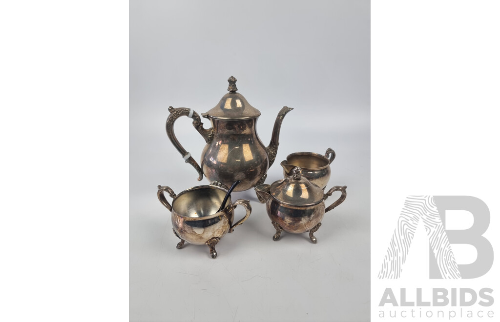 Collection of RODD Silverplated Tableware Includes Coffee Pot, Condiment Bowls and Milk Jugs
