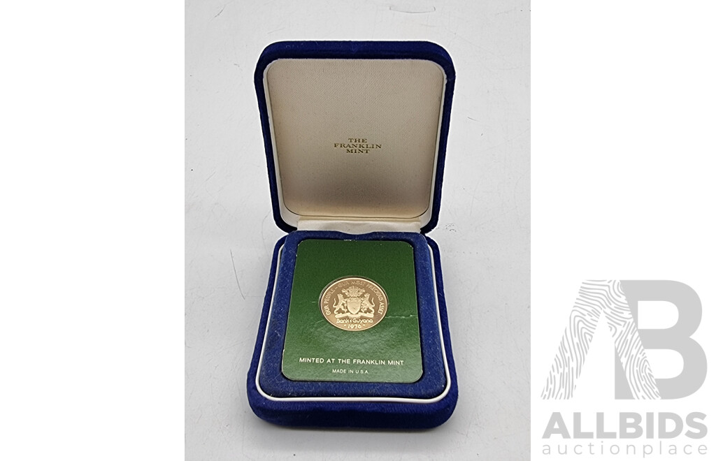 1976 Guyana $100 Gold Proof Coin - Issued by Franklin Mint (USA)