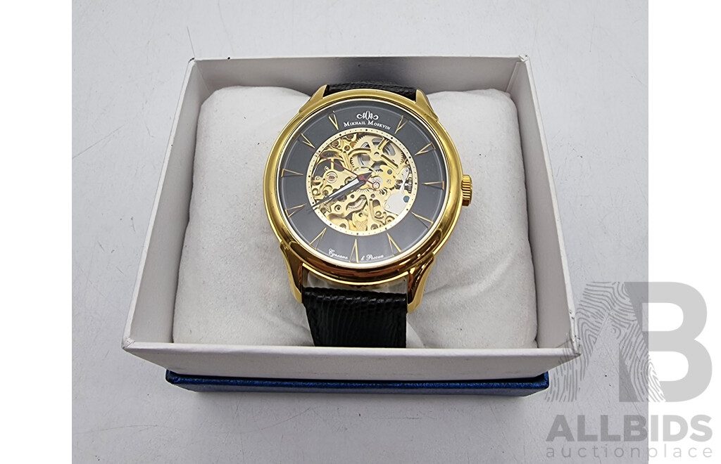 MIKHAIL MOSKVIN 'Elegance' Mens Dress Watch with Leather Band - Unused