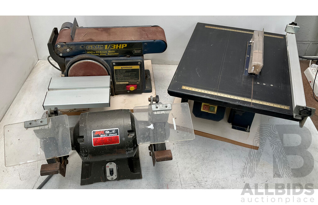 GMC Mini Table Saw, GMC Belt Disc Sander, Skil 150 Mm Bench Grinder