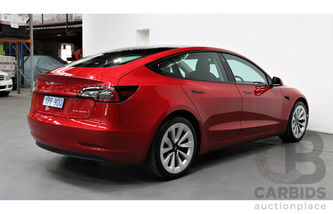 04/2021 Tesla Model 3 E5DB Long Range Dual Motor Red 4 door Sedan - Dedicated Electric