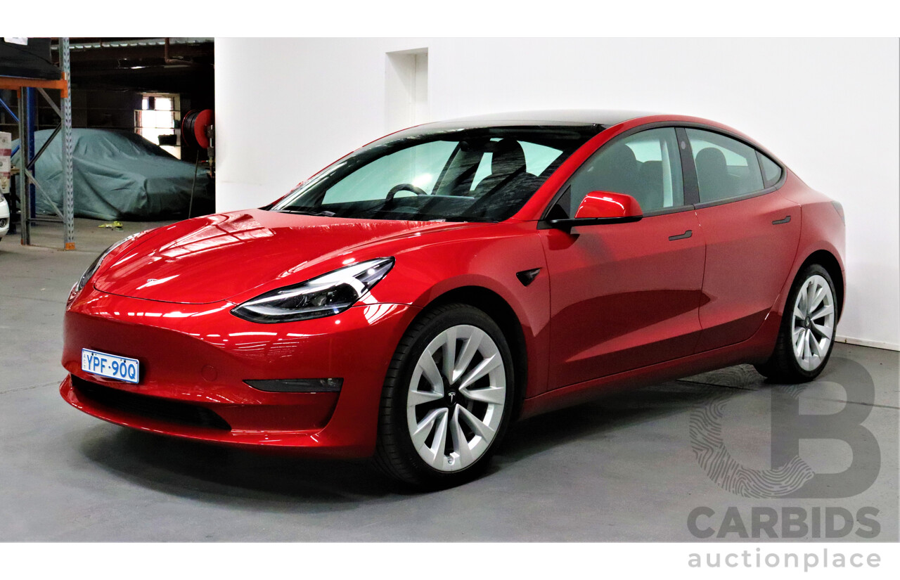 04/2021 Tesla Model 3 E5DB Long Range Dual Motor Red 4 door Sedan - Dedicated Electric