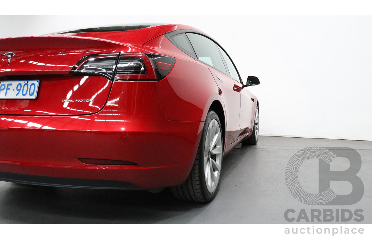 04/2021 Tesla Model 3 E5DB Long Range Dual Motor Red 4 door Sedan - Dedicated Electric