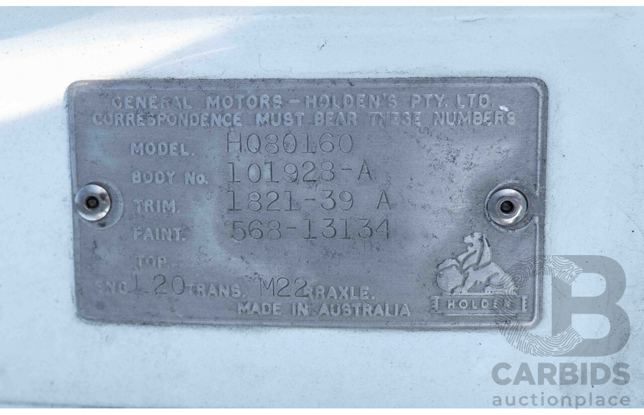 2/1974 Holden HQ 1 Tonne Tray Back White 5.0L V8