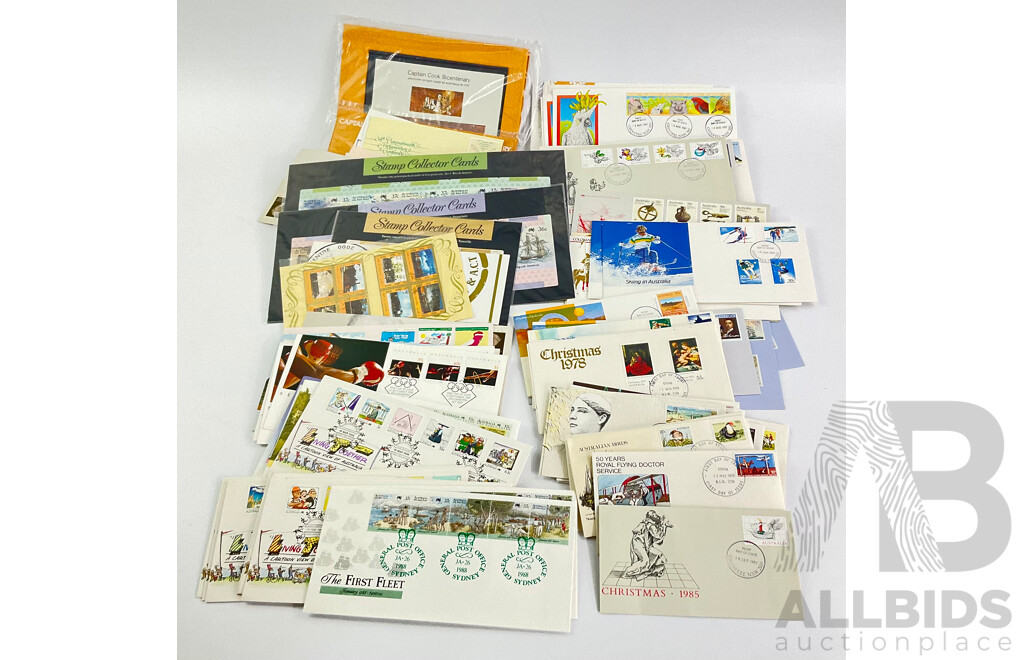Collection of Australian 1970’s and 80’s First Day Covers and Two Mint and Cancelled International Stamp Albums