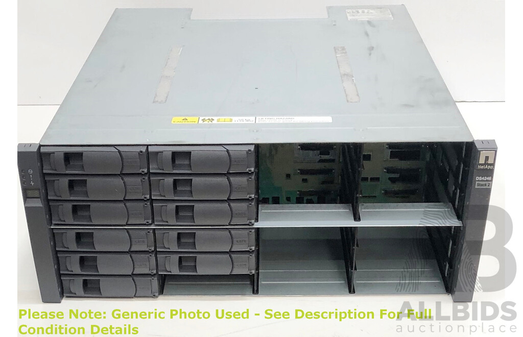 NetApp (NAJ-0801) DS4246 24-Bay 4RU Hard Drive Array (44TB) w/ SAS Controller Modules