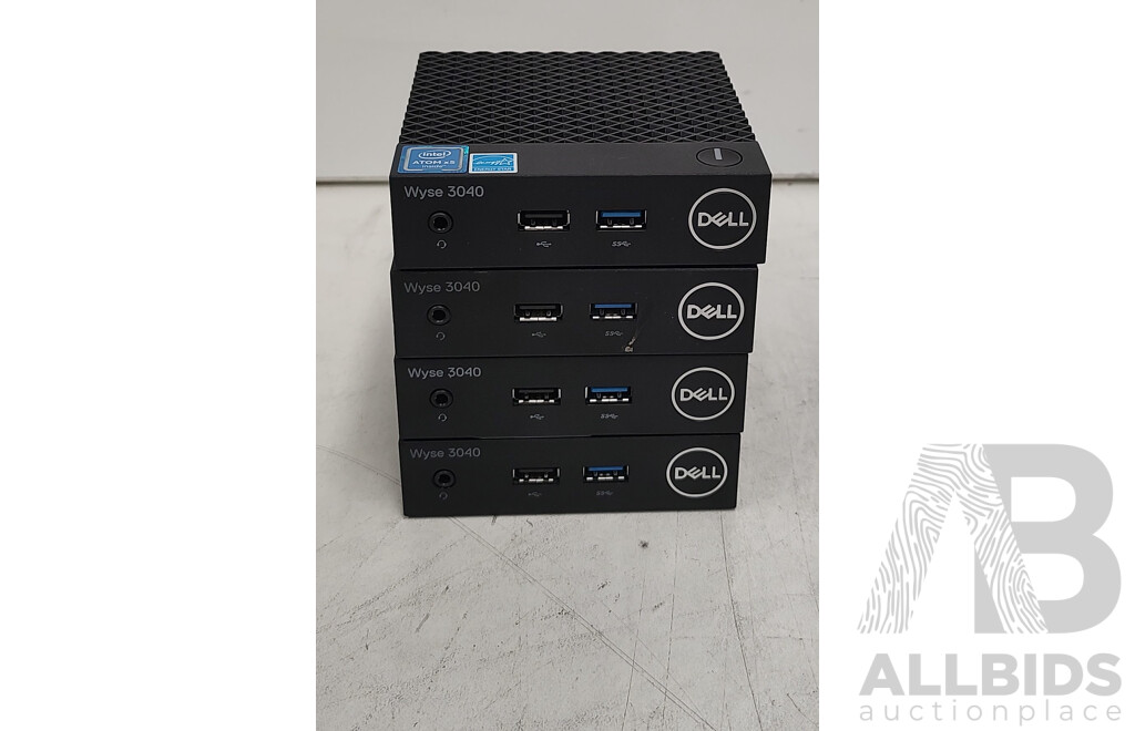 Dell (N10D) Wyse 3040 Intel Atom (x5-Z8350) 1.44GHz-1.92GHz 4-Core CPU Thin Client - Lot of Four