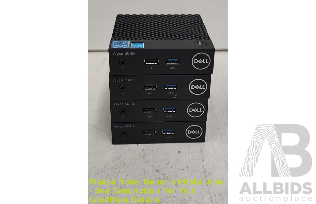 Dell (N10D) Wyse 3040 Intel Atom (x5-Z8350) 1.44GHz-1.92GHz 4-Core CPU Thin Client - Lot of Four