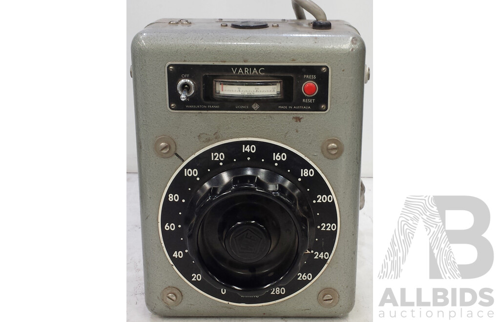 Warburton Franki Variac Autotransformer - Type W20