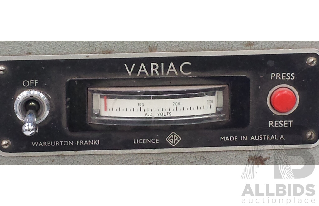 Warburton Franki Variac Autotransformer - Type W20