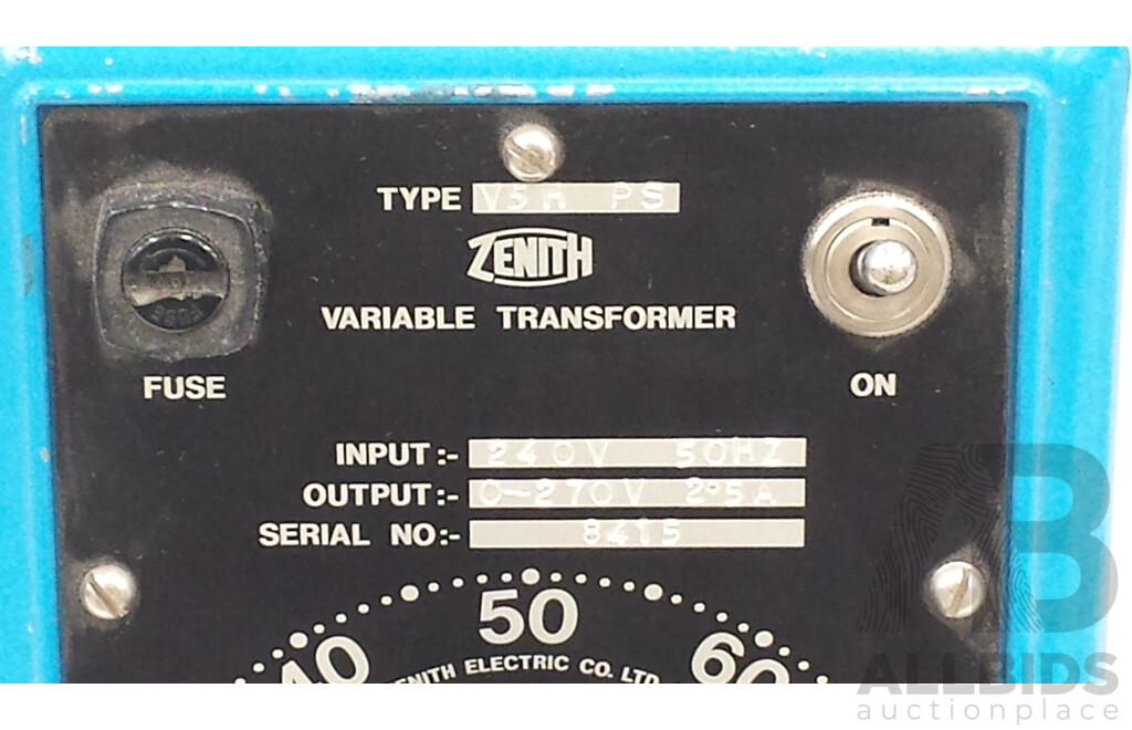 Zenith Electric Co Ltd  Variable Transformer - Type 75 R PS