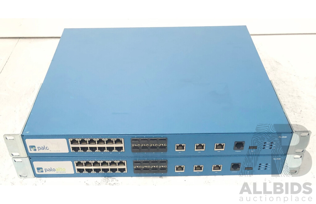 Palo Alto Networks (PA-3020) PA-3000 Series Firewall Security Appliance - Lot of Two