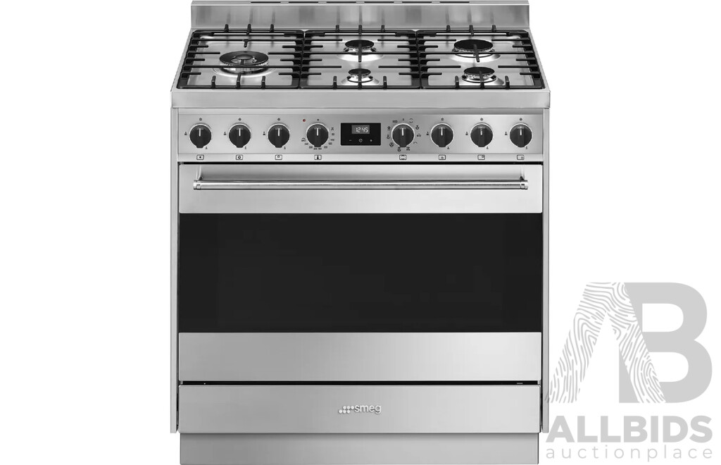 Smeg 90cm Stainless Steel Dual Fuel Freestanding Cooker - CS95GMXNA1 Ex Display - ORP $3432