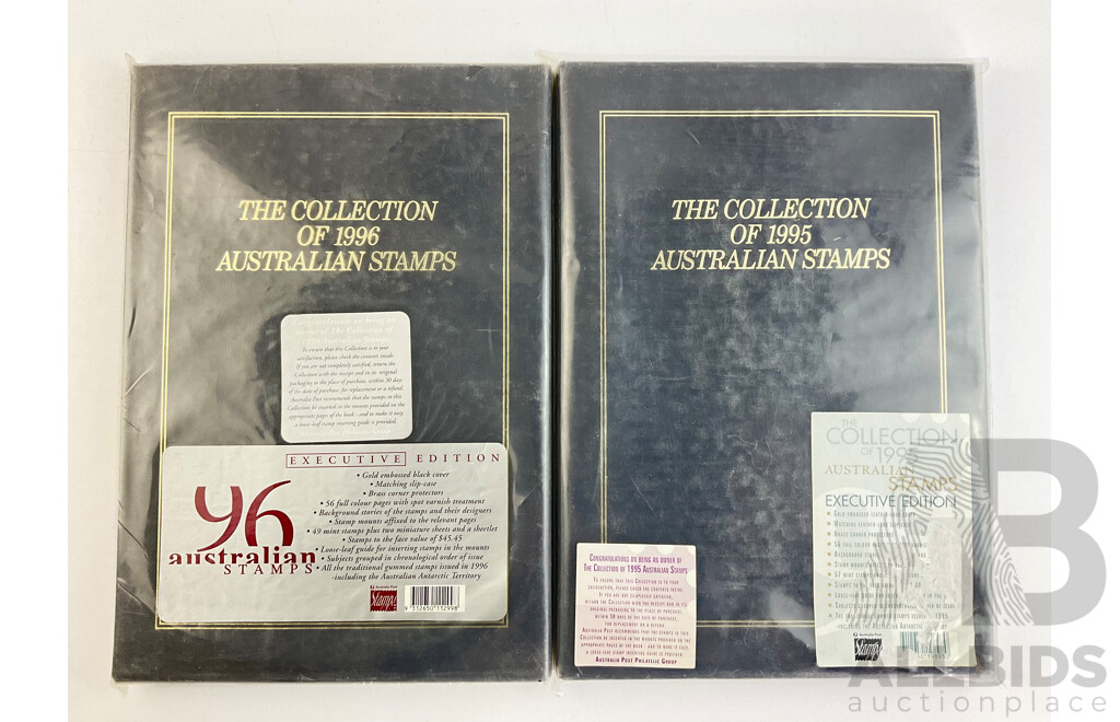 Australian Stamp Albums, The Collection 1995 and 1996, Face Value of Stamps $88 (2)