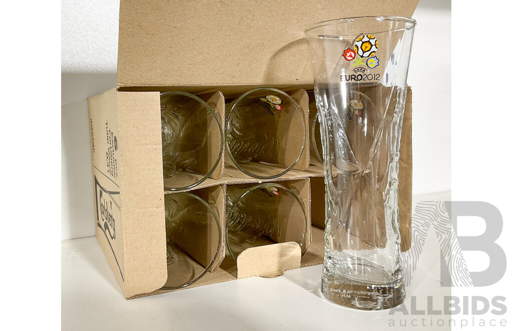 Set of Six Carlsberg UEFA Euro2012 Glasses in Original Box