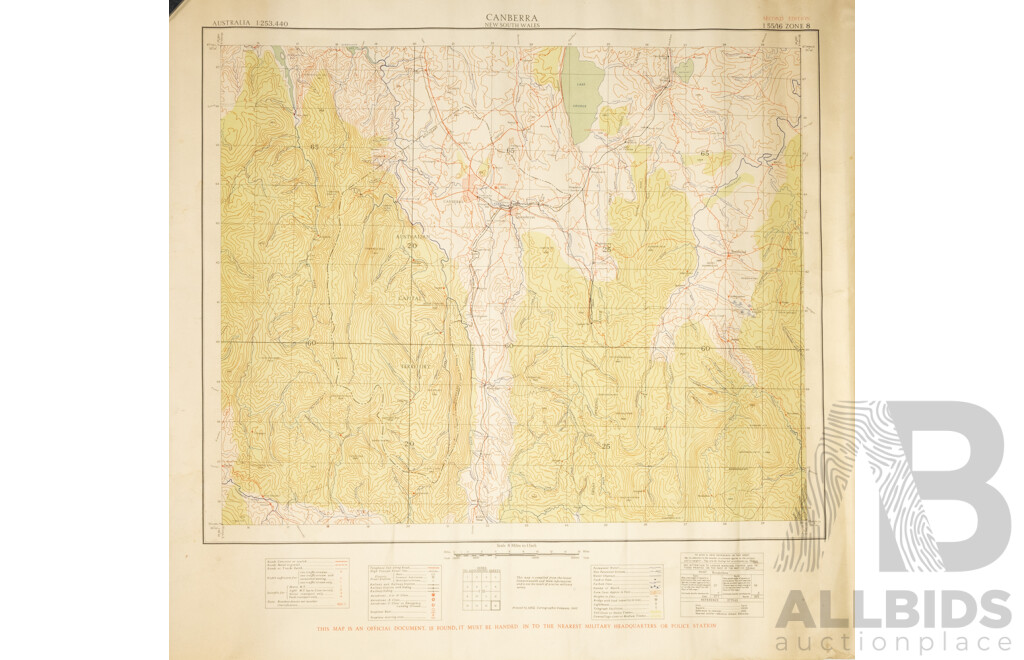 Five Unframed Vintage Maps of Canberra & the ACT Including Feature Map of the Federal Capital Territory of the Commonwealth of Australia 1929 and Others, Largest 76 X 101 Cm