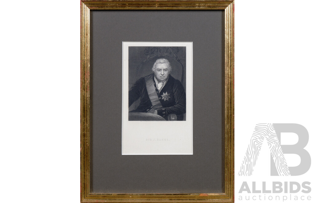 Portrait of Sir Joseph Banks, Engraving, 15 X 10 Cm (Image)