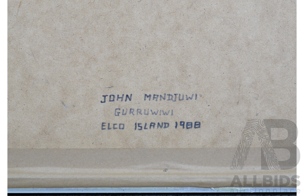 John Mandjuwi Gurruwiwi (Born 1935, Galpu and Dhangu Language Group), Gurruwiwi - Elcho Island 1988, Natural Earth Pigments on Paper