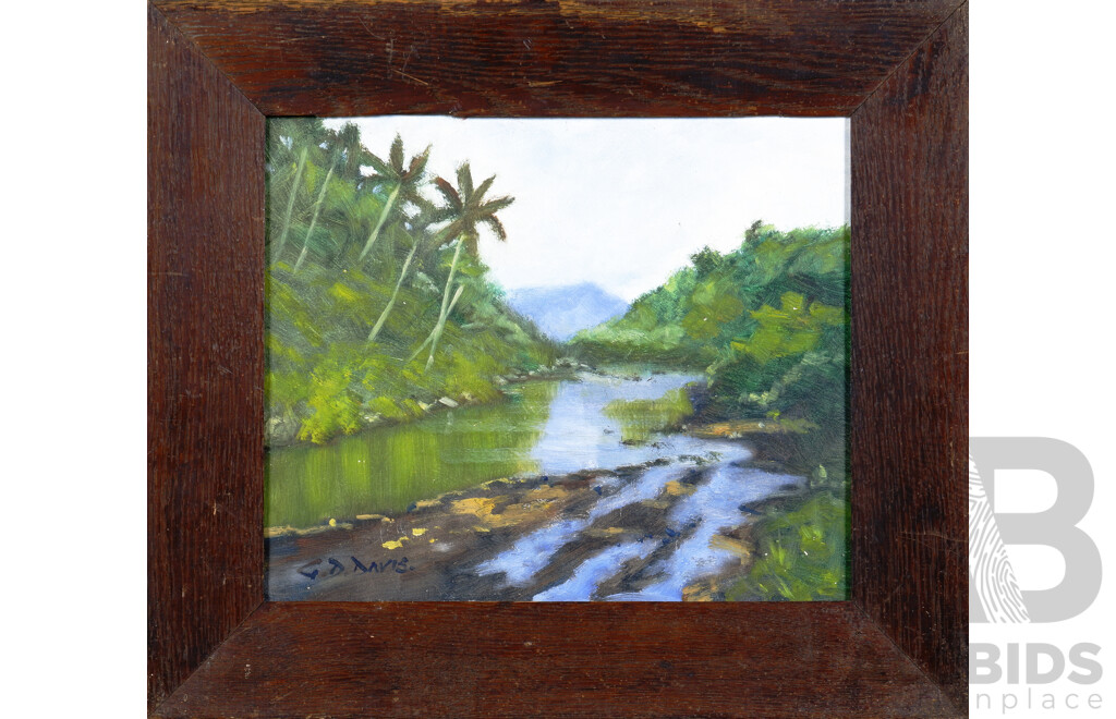 Geoffrey Davis (Born 1926), Malipar River - Western Samoa, Oil on Board