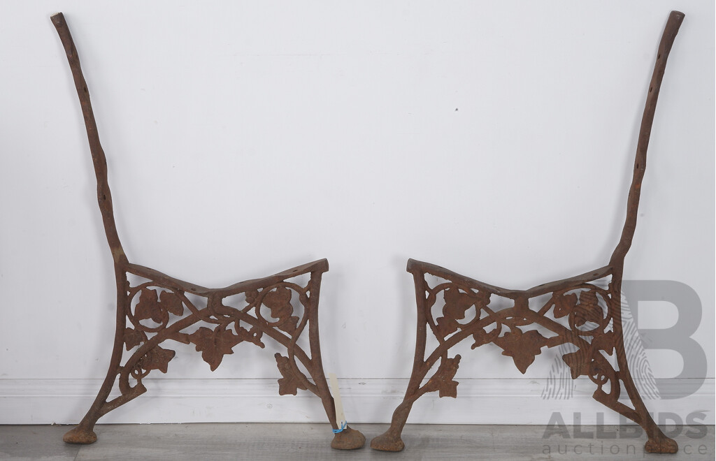 Pair of Antique Cast Iron Bench Ends