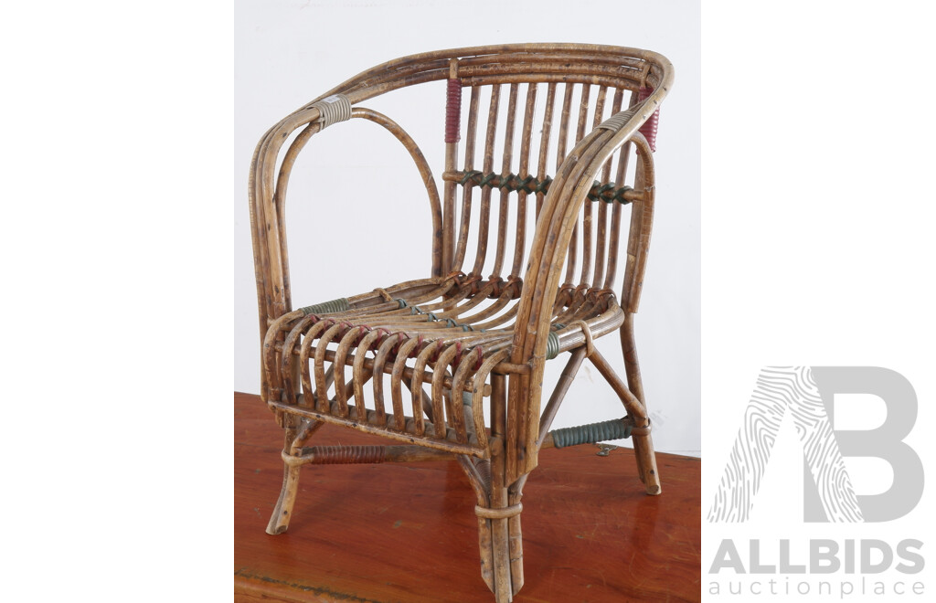 Early to Mid-Twentieth Century Child Sized Split Cane Veranda Chair