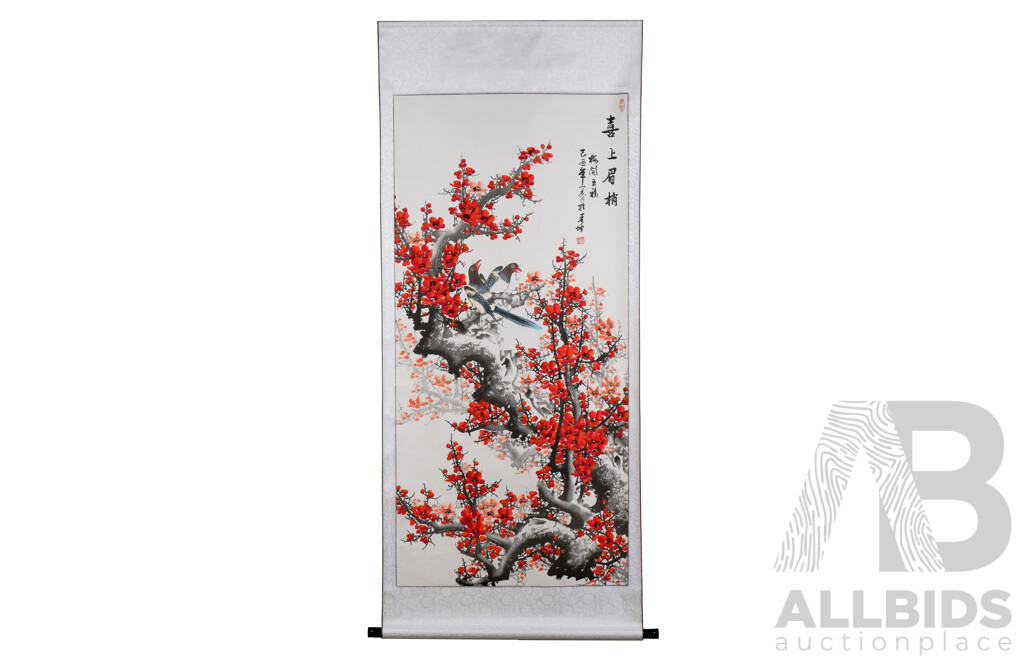 Chinese Scroll Painting, Birds & Blossom