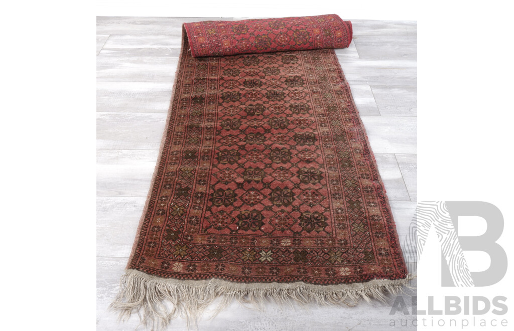 Hand Knotted Afghan Baluchi Wool Runner