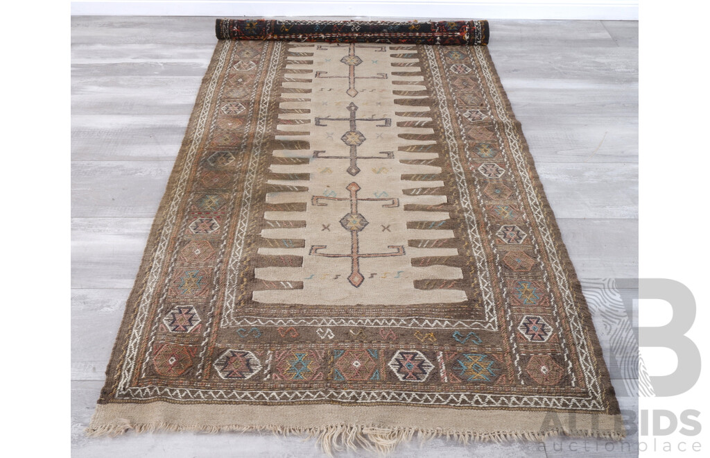 Vintage Hand Woven Persian Wool Kilim Table Sofreh