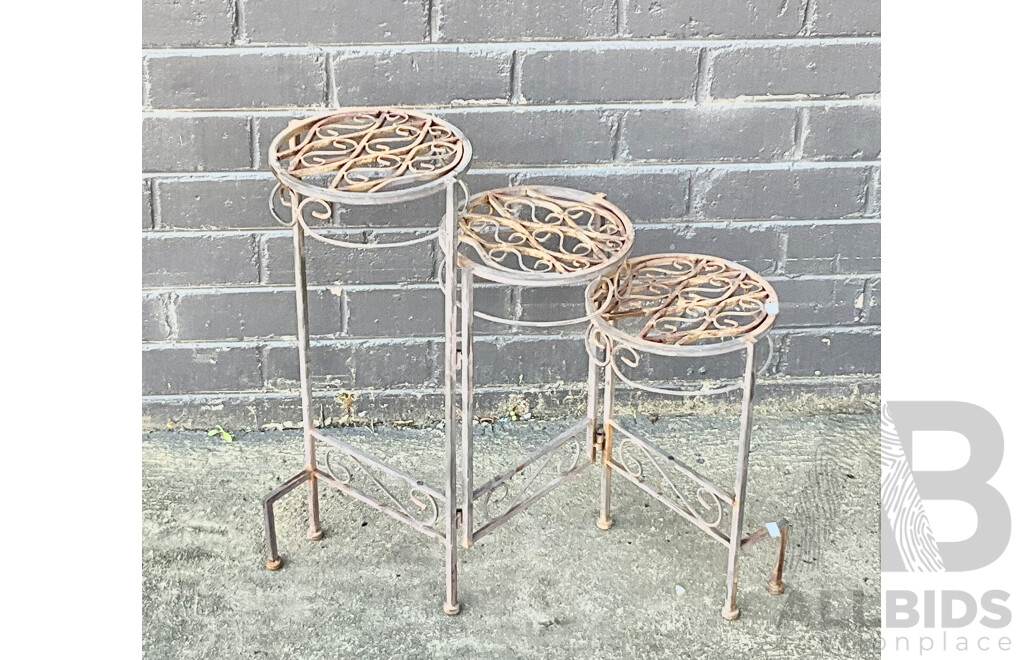 Vintage Folding Metal Plant Stand