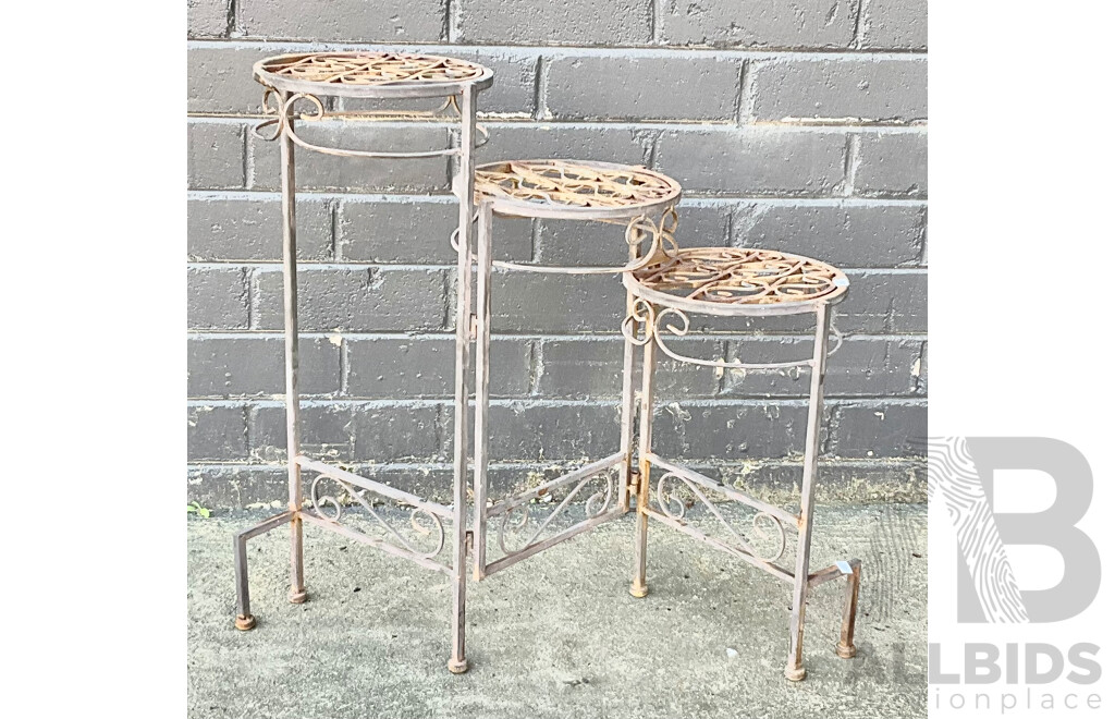 Vintage Folding Metal Plant Stand