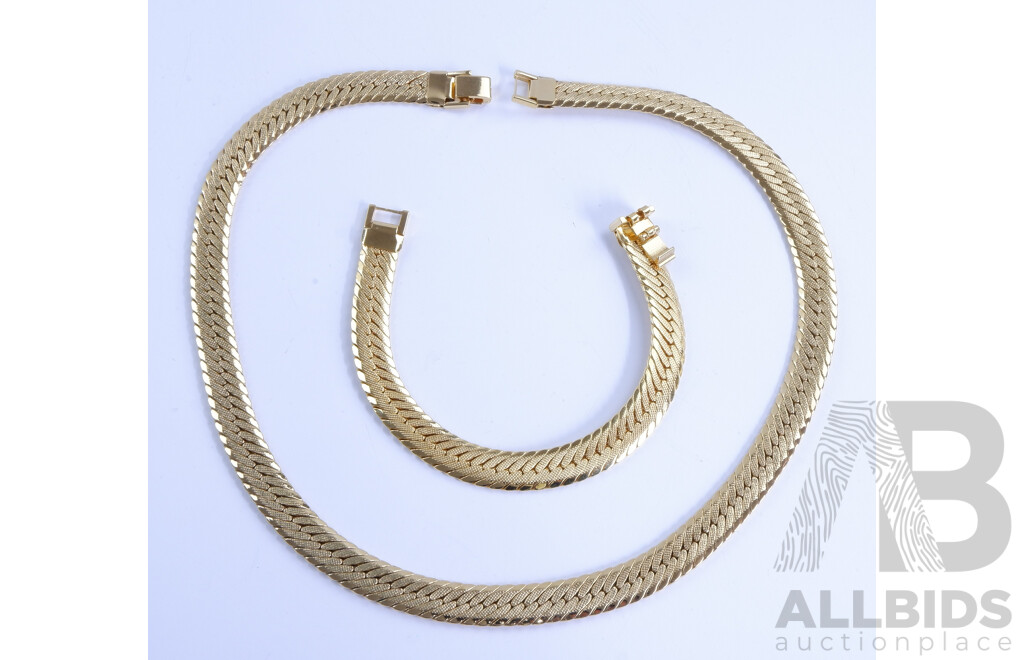 Vintage Oroton Gold Plated Necklace and Matching Bracelet, Purchased David Jones May 1995