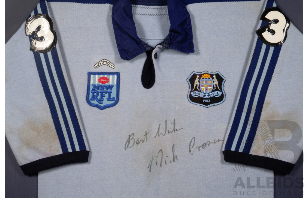 Mick Cronin 1983 Match Worn New South Wales Blues State of Origin Jersey