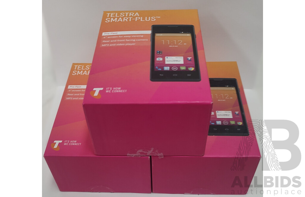 Telstra Smart-Plus 3G ZTE (T816) 4-Inch Mobile Phone - Lot of Three