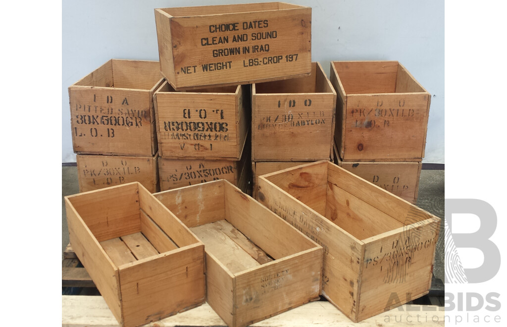 Vintage Wooden Food Crates - Lot of 12