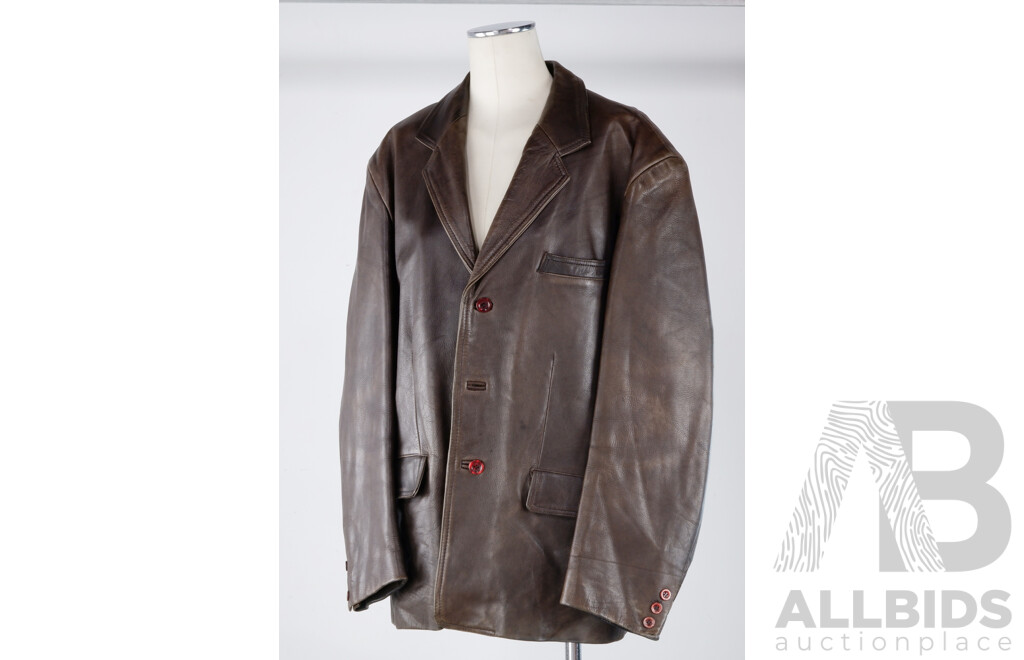 Vintage Brown Leather Button Front Jacket by Ciro Citterio