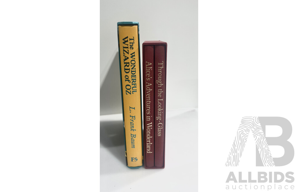Three Folio Society Books, Wizard of Oz and  Alice's Adventures in Wonderland and Through the Looking Glass