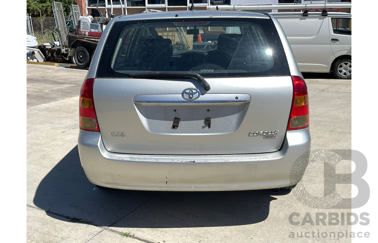 9/2004 Toyota Corolla Ascent ZZE122R 4d Wagon Silver 1.8L