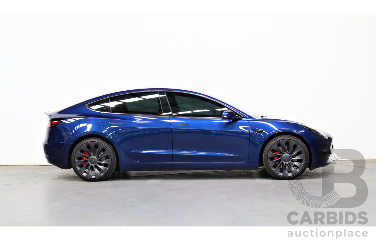 2021 tesla model 3 deals performance blue